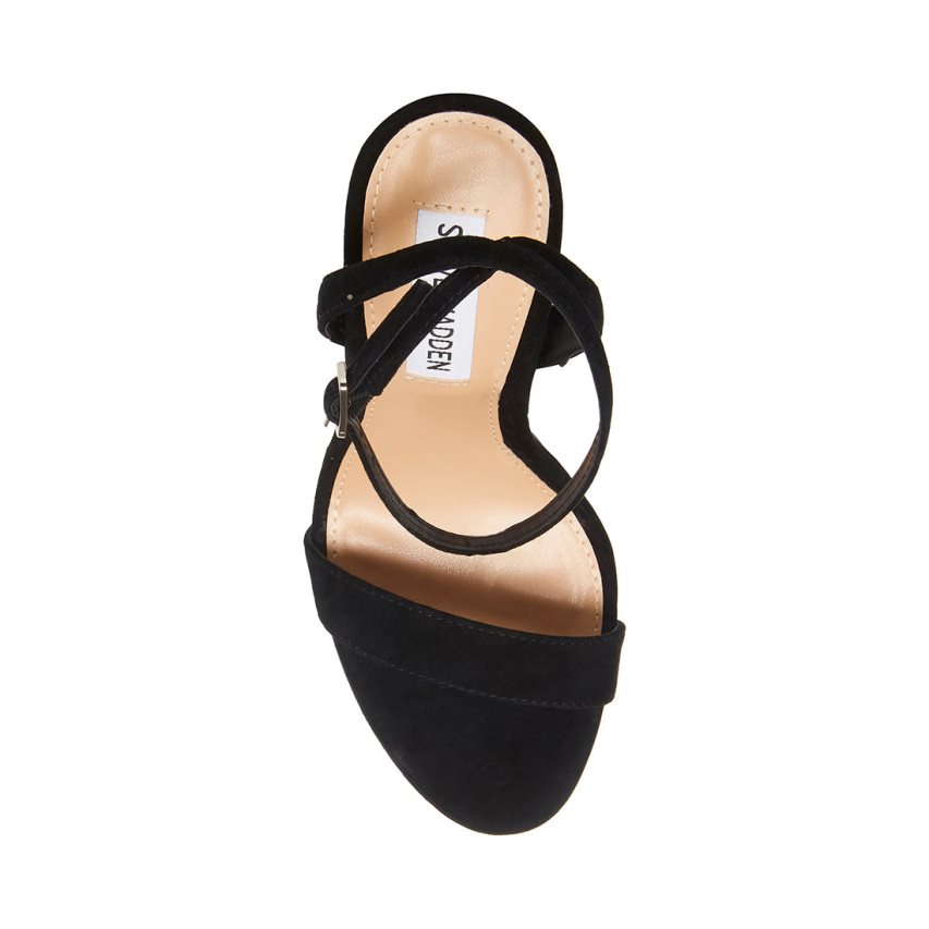 Sandalias Tacones Steve Madden Wafer Gamuza Mujer Negras | ES AQ9240